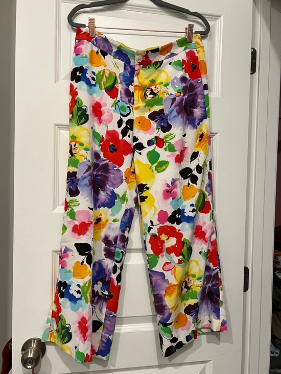Ralph Lauren Pants - Ralph Lauren Multicolor Floral Wide-Leg Pants - White Base